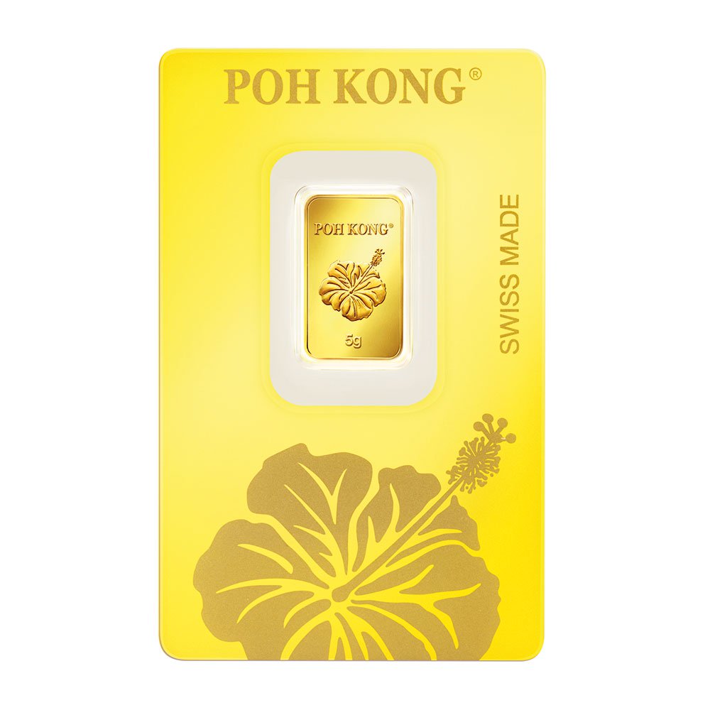 Gold Poh Kong Bunga Raya Bar 5 Gram Silver Bullion Malaysia